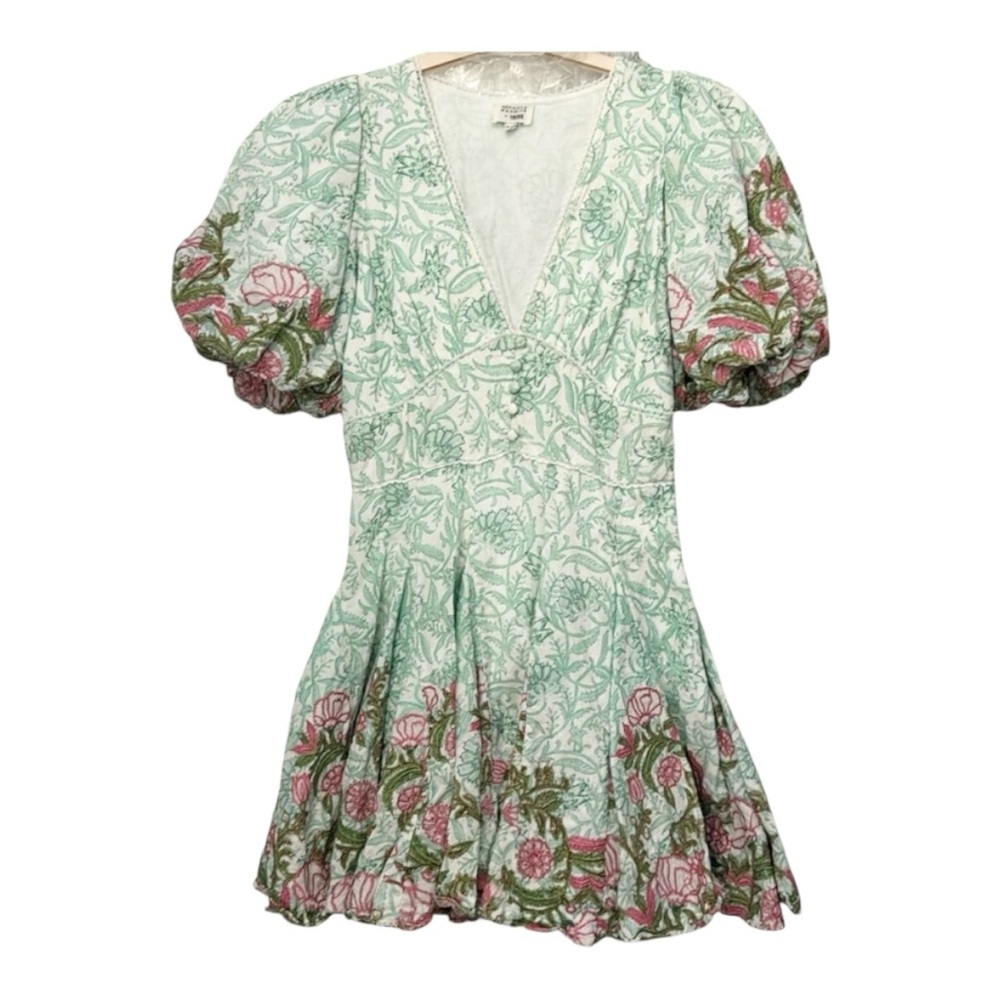 HEMANT & NANDITA Mint Green Floral Mini Dress - Picture 7 of 12